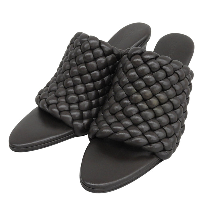 Excellent BOTTEGAVENETA Sandals Curve INTRECCIATO mules Brown leather Women 36