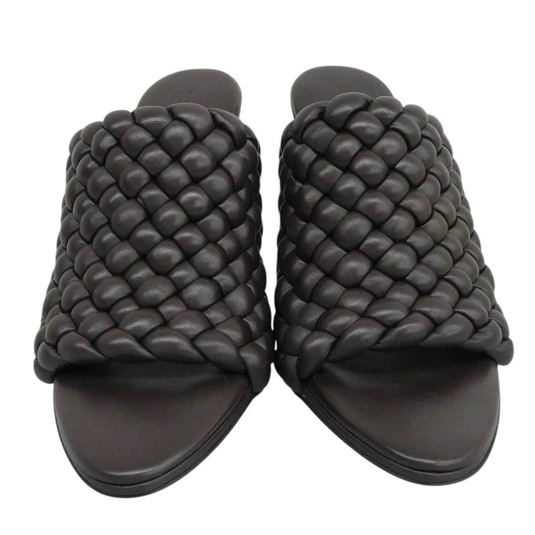 Excellent BOTTEGAVENETA Sandals Curve INTRECCIATO mules Brown leather Women 36
