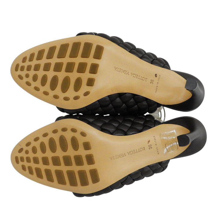Excellent BOTTEGAVENETA Sandals Curve INTRECCIATO mules Brown leather Women 36