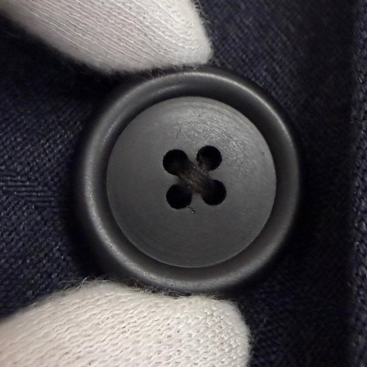 Great Burberrys coat Windowpane flyfront Navy wool mens M