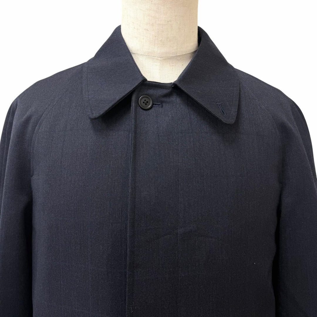 Great Burberrys coat Windowpane flyfront Navy wool mens M