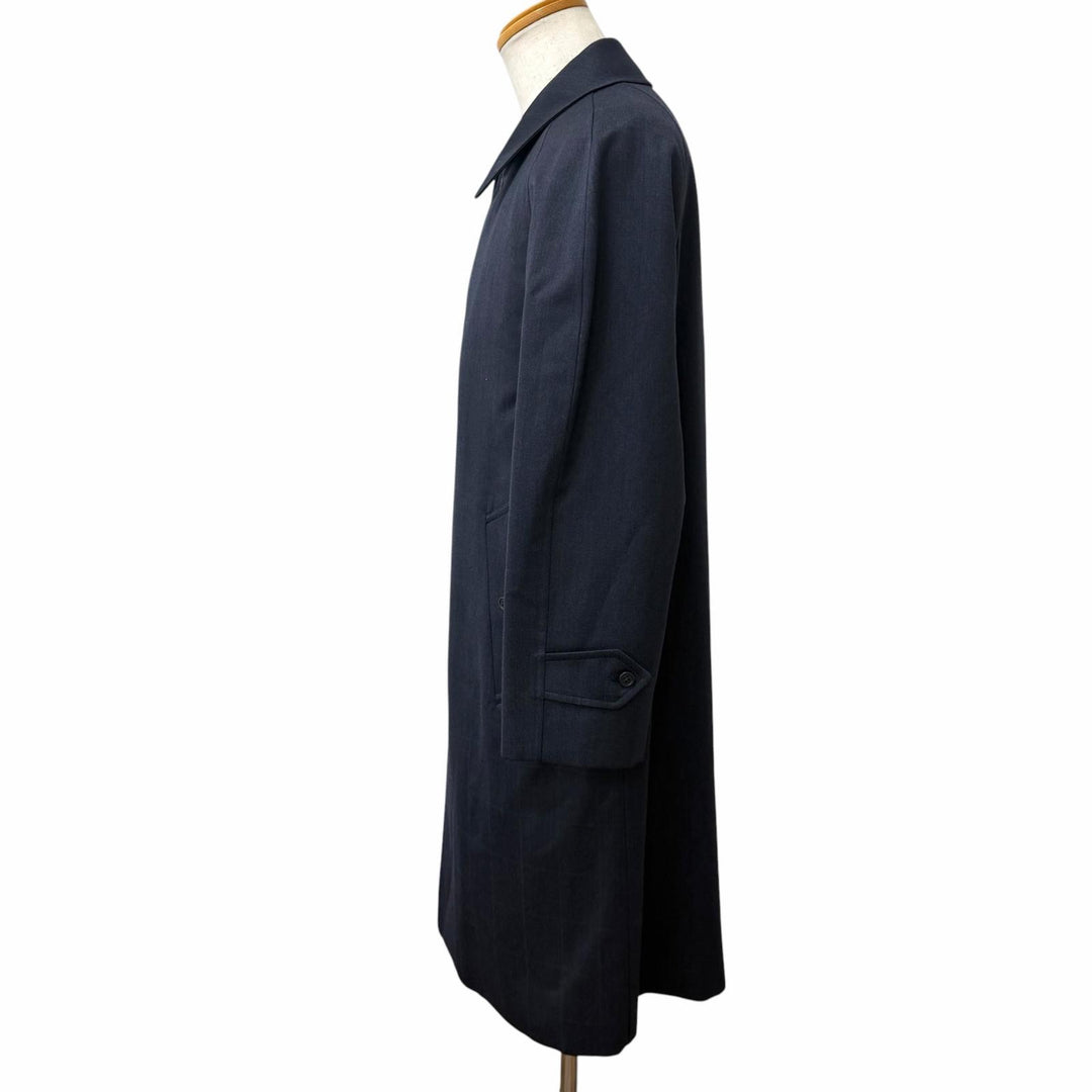 Great Burberrys coat Windowpane flyfront Navy wool mens M
