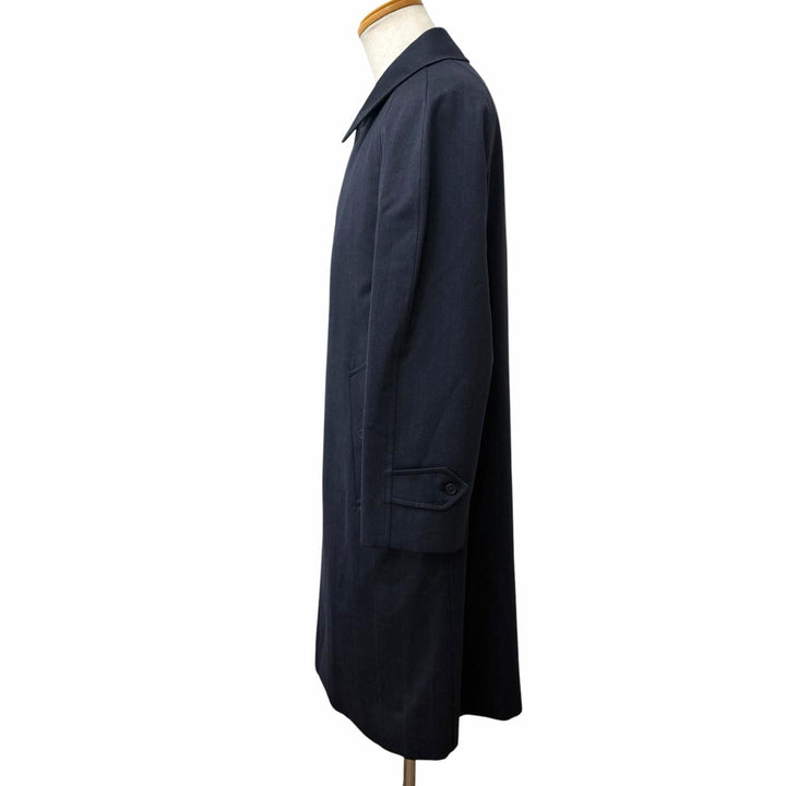 Great Burberrys coat Windowpane flyfront Navy wool mens M
