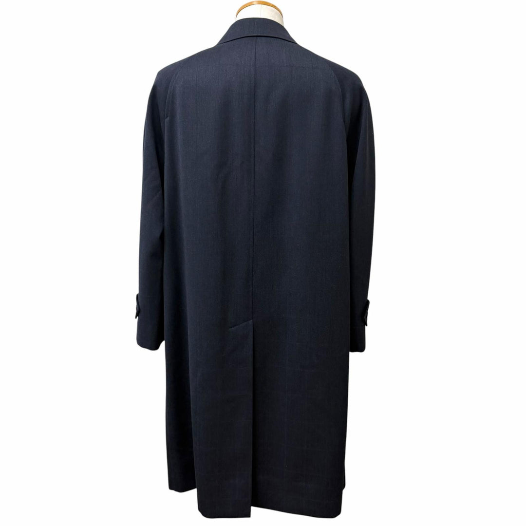 Great Burberrys coat Windowpane flyfront Navy wool mens M