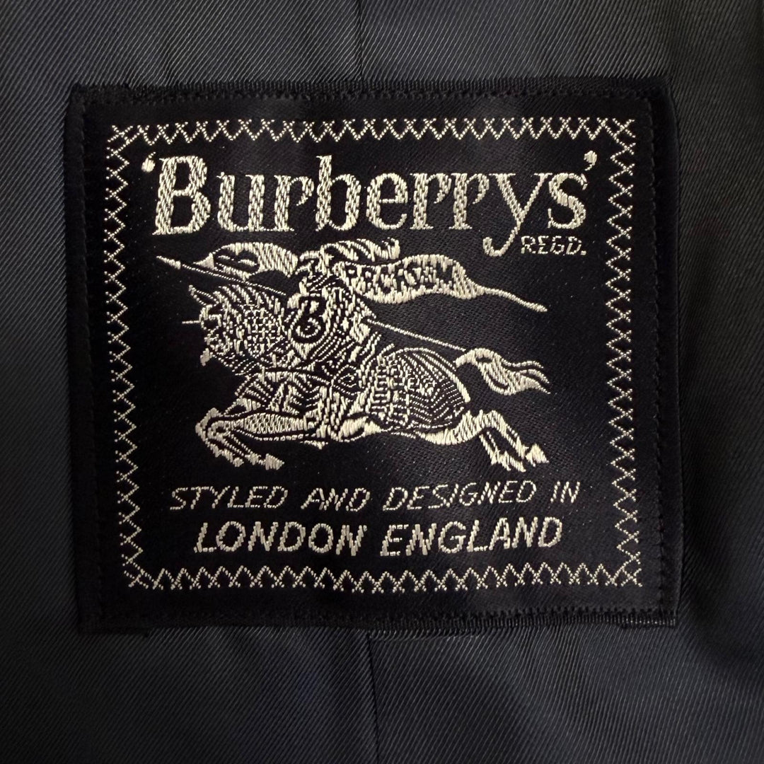 Great Burberrys coat Windowpane flyfront Navy wool mens M