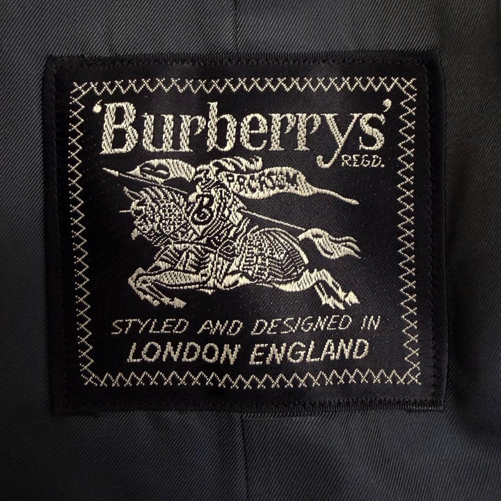 Great Burberrys coat Windowpane flyfront Navy wool mens M