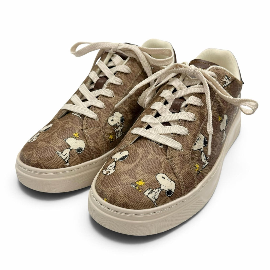 Pristine COACH sneakers HIGH LINE WDSTK SNKR Snoopy beige Signature canvas CBZ76