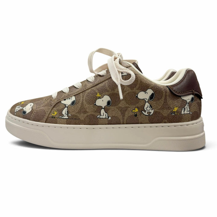 Pristine COACH sneakers HIGH LINE WDSTK SNKR Snoopy beige Signature canvas CBZ76