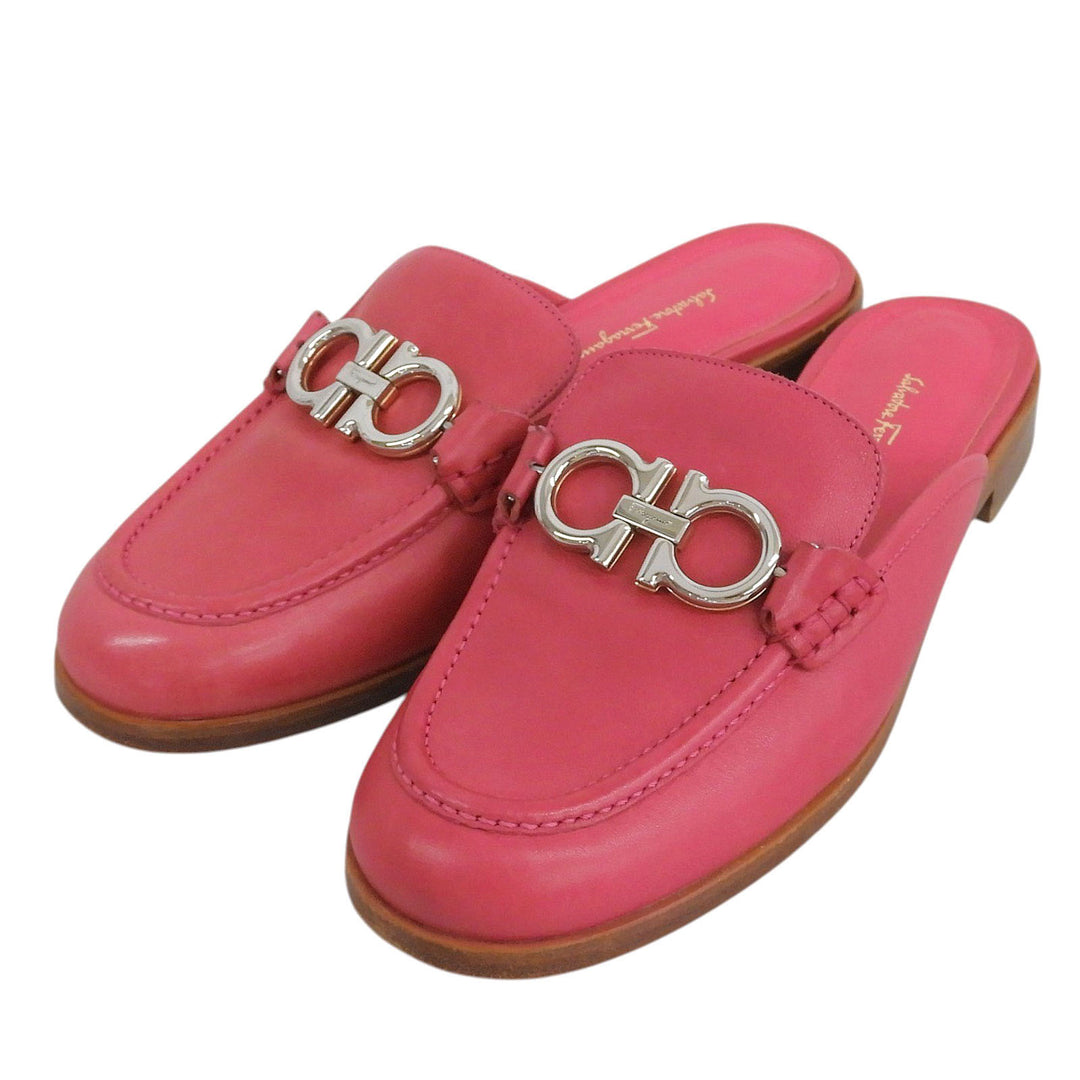 Great Salvatore Ferragamo Sandals VIGGIO Double Gancini mules pink leather Women