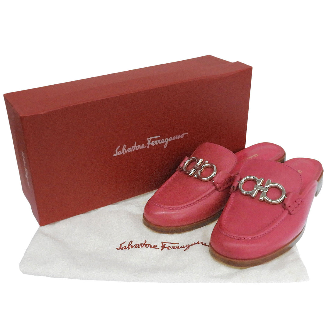 Great Salvatore Ferragamo Sandals VIGGIO Double Gancini mules pink leather Women