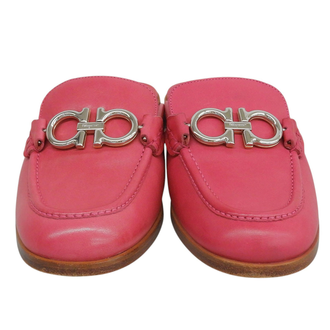 Great Salvatore Ferragamo Sandals VIGGIO Double Gancini mules pink leather Women
