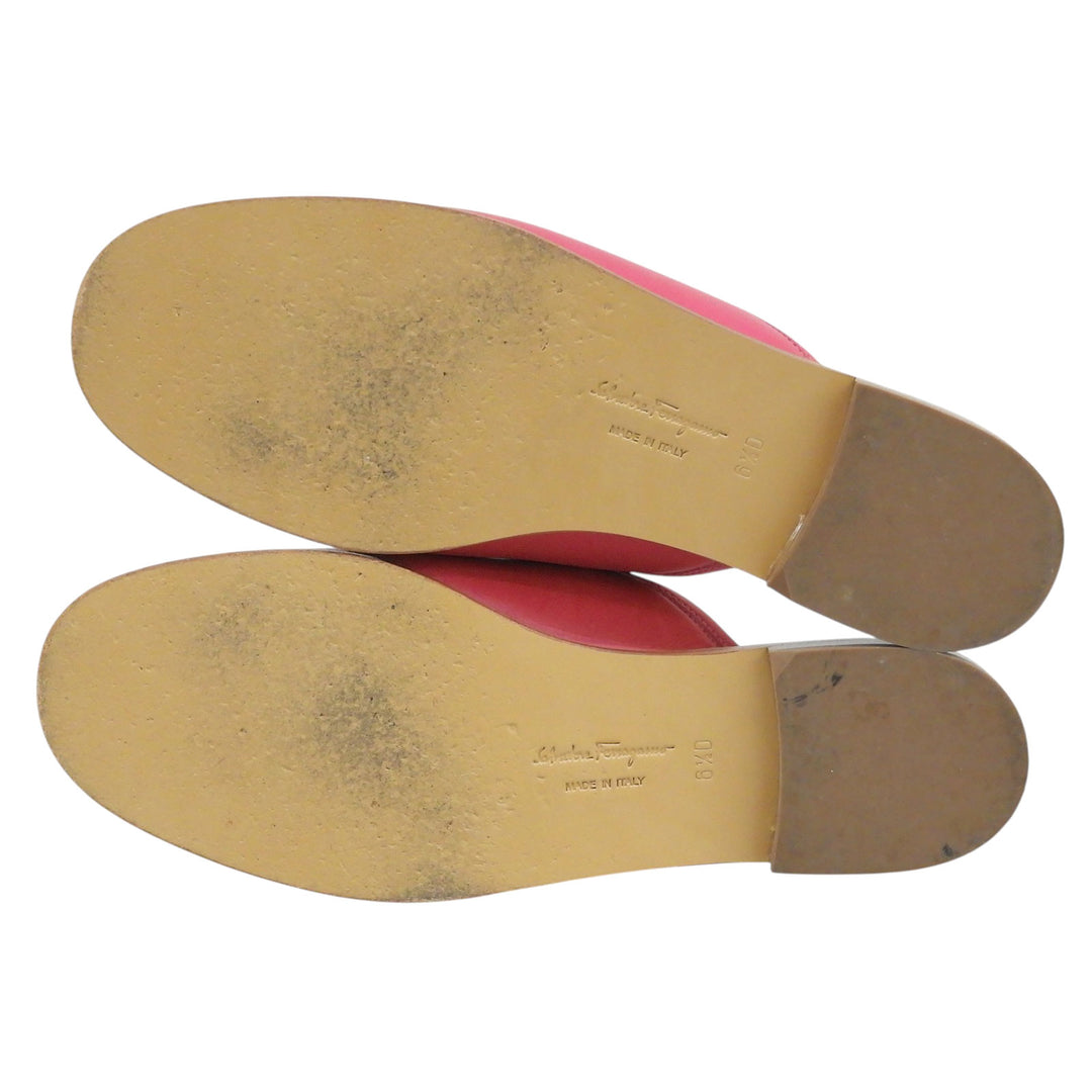 Great Salvatore Ferragamo Sandals VIGGIO Double Gancini mules pink leather Women