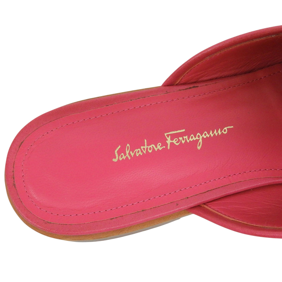 Great Salvatore Ferragamo Sandals VIGGIO Double Gancini mules pink leather Women