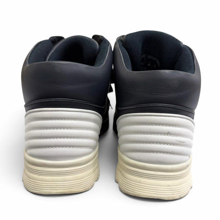 Great CHANEL High cut sneakers COCO Mark Navy leather mens 43 G31762