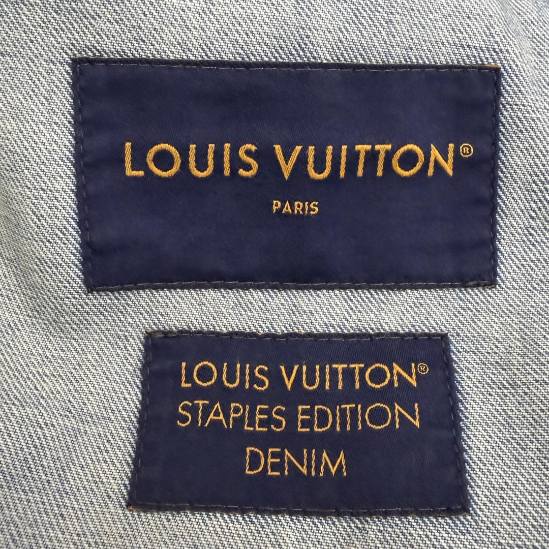 Excellent LOUIS VUITTON Denim Jacket Staples Edition LV logo embossed