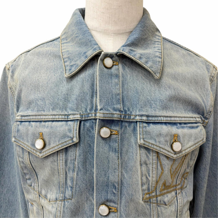 Excellent LOUIS VUITTON Denim Jacket Staples Edition LV logo embossed
