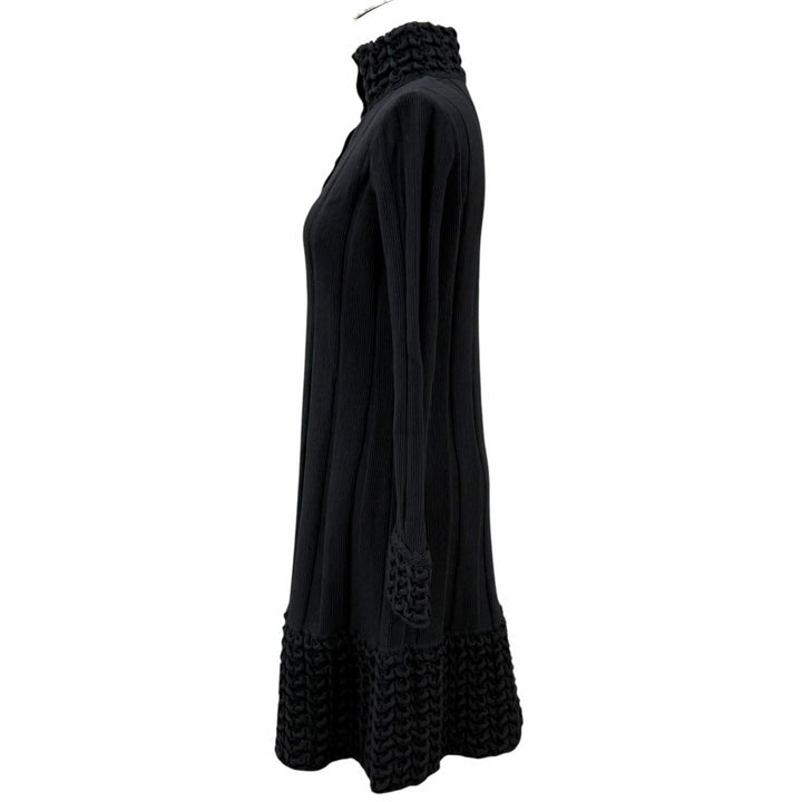 Excellent CHANEL one piece COCO Mark Button Stand Collar Knit wool 34 P41991