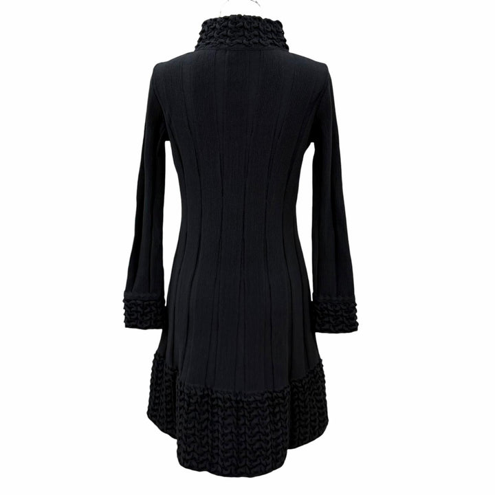 Excellent CHANEL one piece COCO Mark Button Stand Collar Knit wool 34 P41991