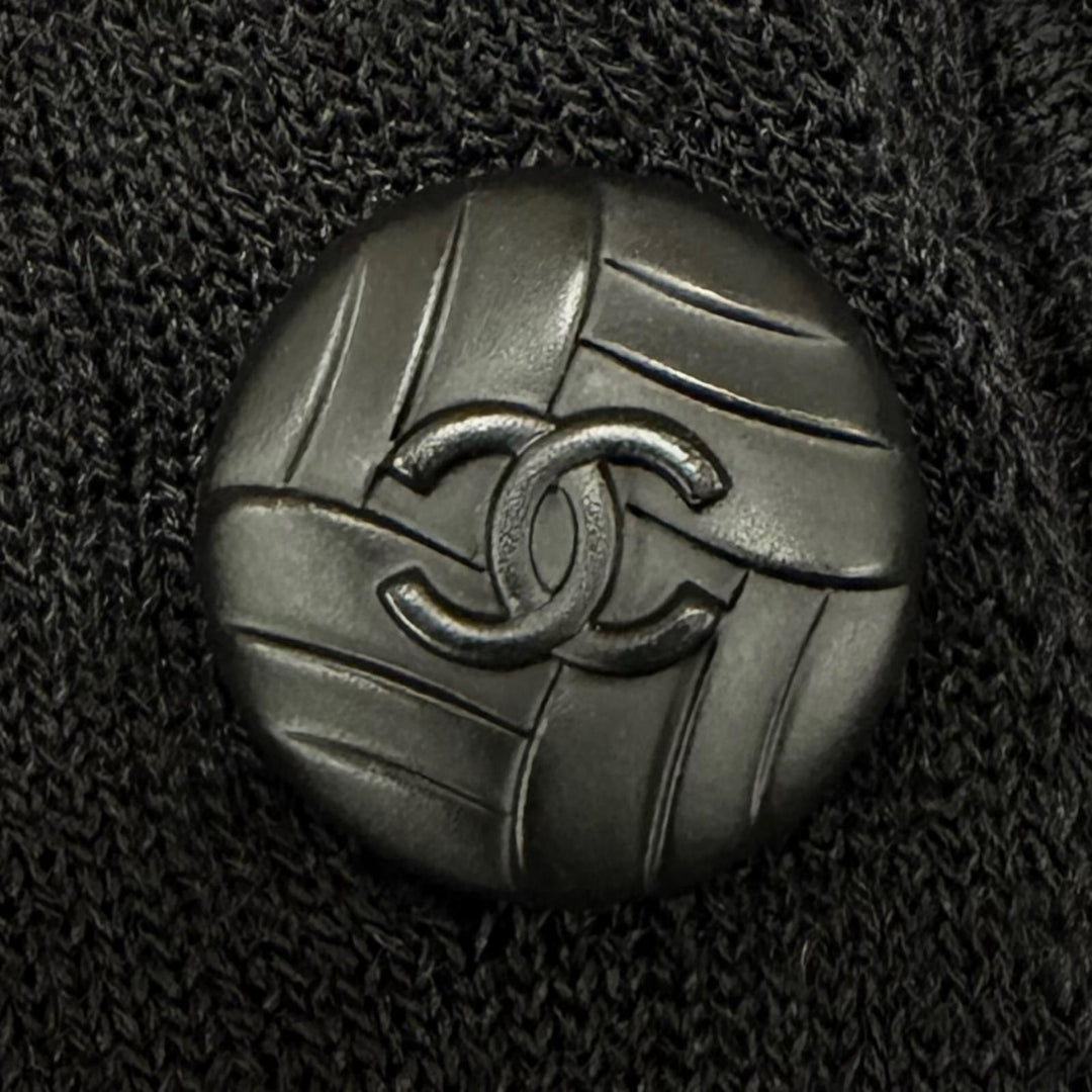 Excellent CHANEL one piece COCO Mark Button Stand Collar Knit wool 34 P41991