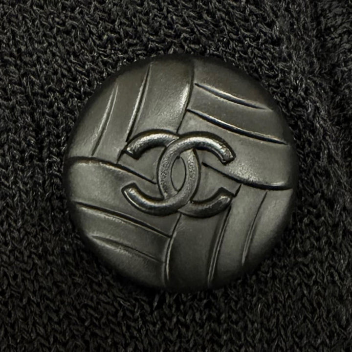 Excellent CHANEL one piece COCO Mark Button Stand Collar Knit wool 34 P41991