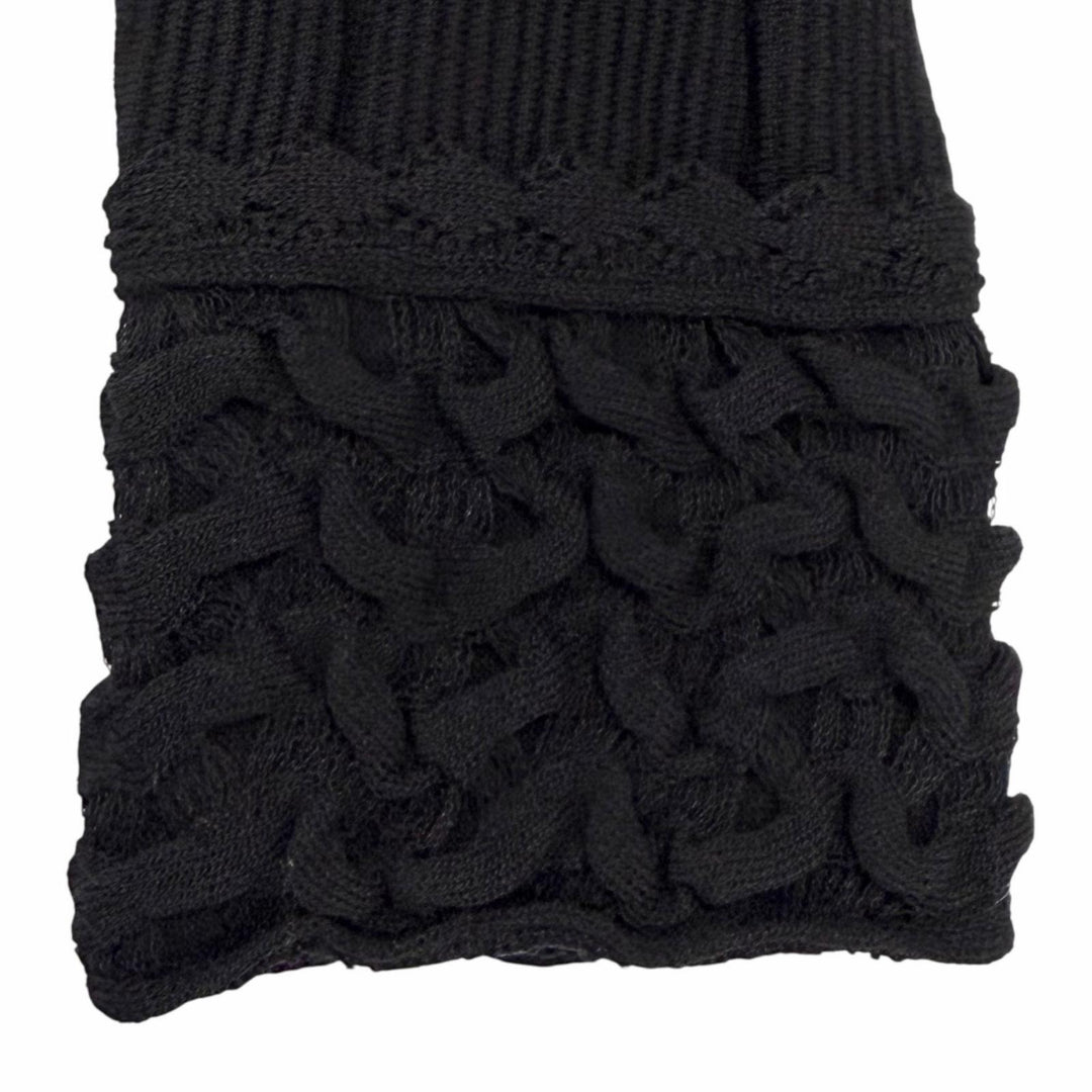 Excellent CHANEL one piece COCO Mark Button Stand Collar Knit wool 34 P41991