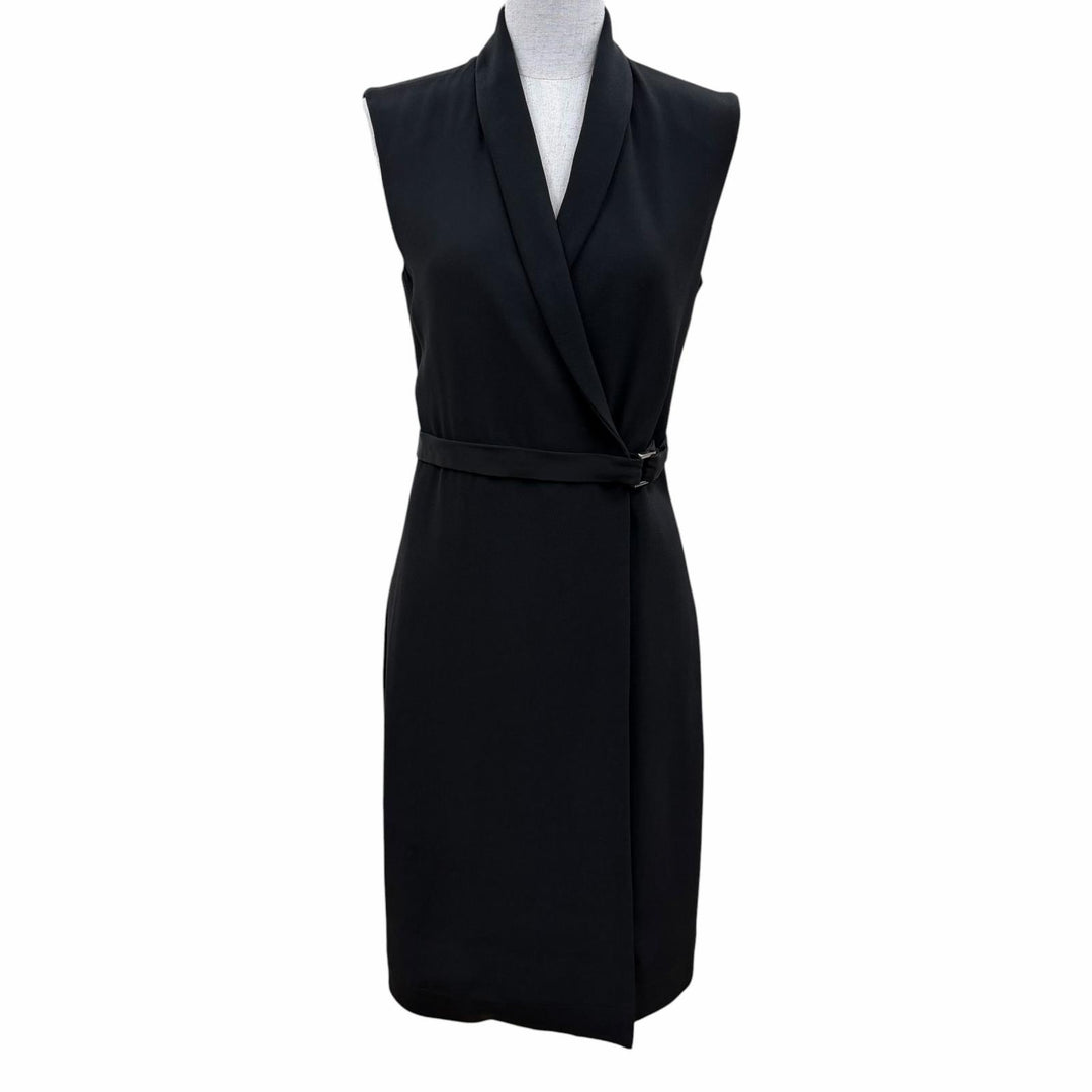 Great THE ROW one piece Sleeveless belt wrap dress black acetate Women 2