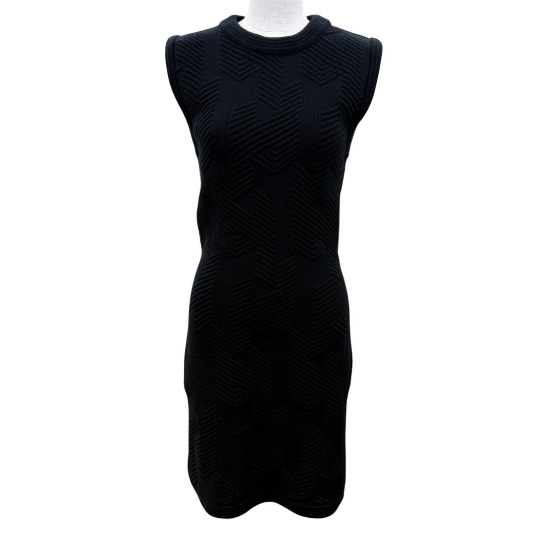 Pristine HERMES one piece H-patterned sleeveless knit top black Virgin wool 36