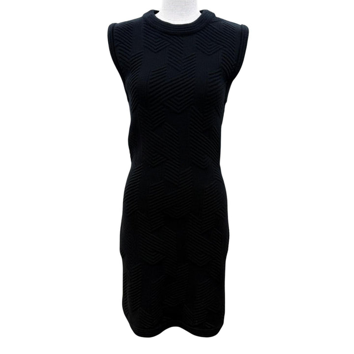 Pristine HERMES one piece H-patterned sleeveless knit top black Virgin wool 36