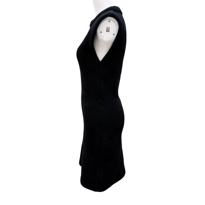 Pristine HERMES one piece H-patterned sleeveless knit top black Virgin wool 36