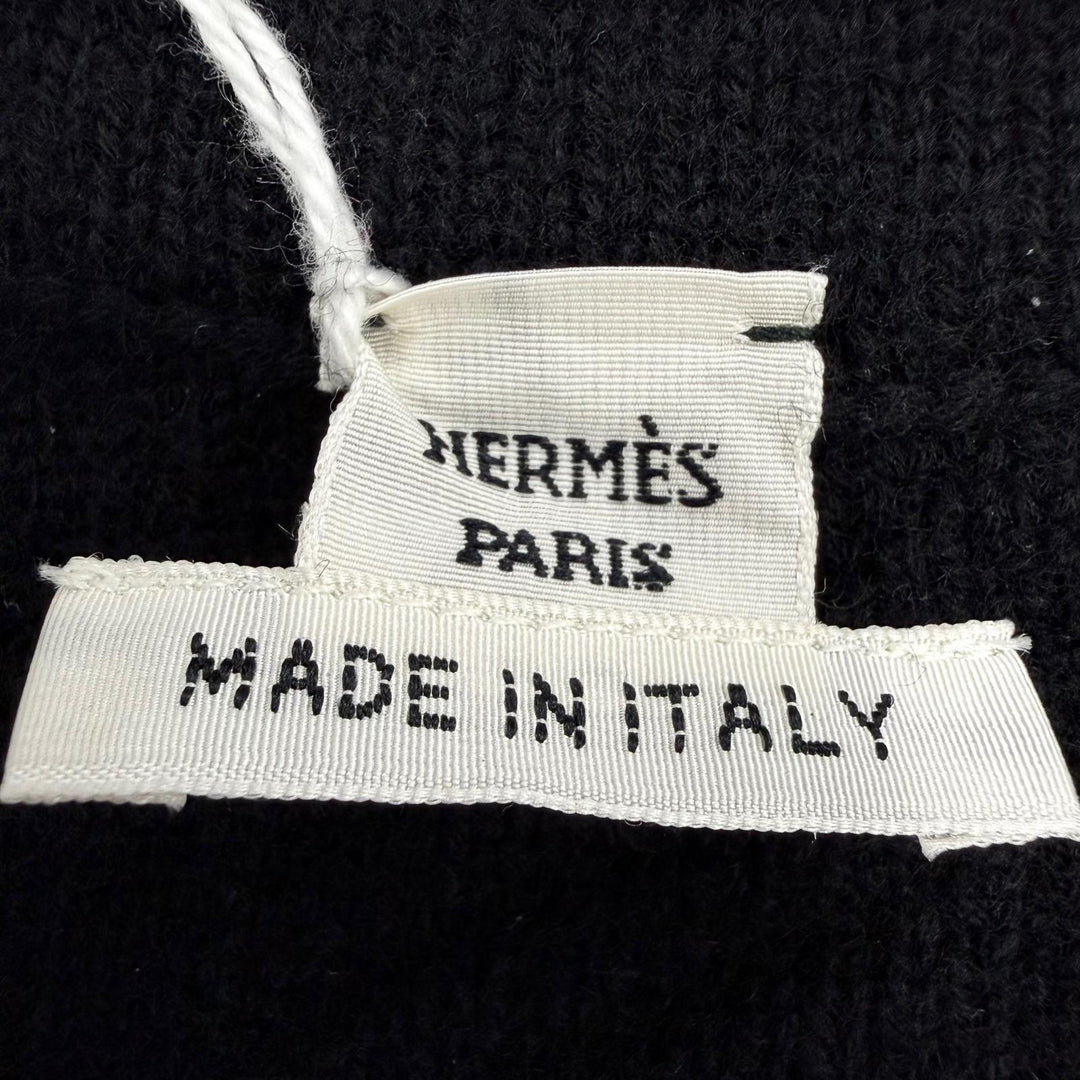 Pristine HERMES one piece H-patterned sleeveless knit top black Virgin wool 36