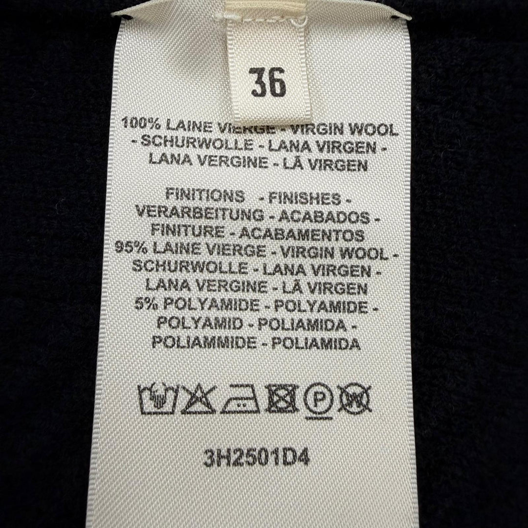 Pristine HERMES one piece H-patterned sleeveless knit top black Virgin wool 36
