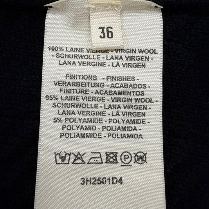 Pristine HERMES one piece H-patterned sleeveless knit top black Virgin wool 36