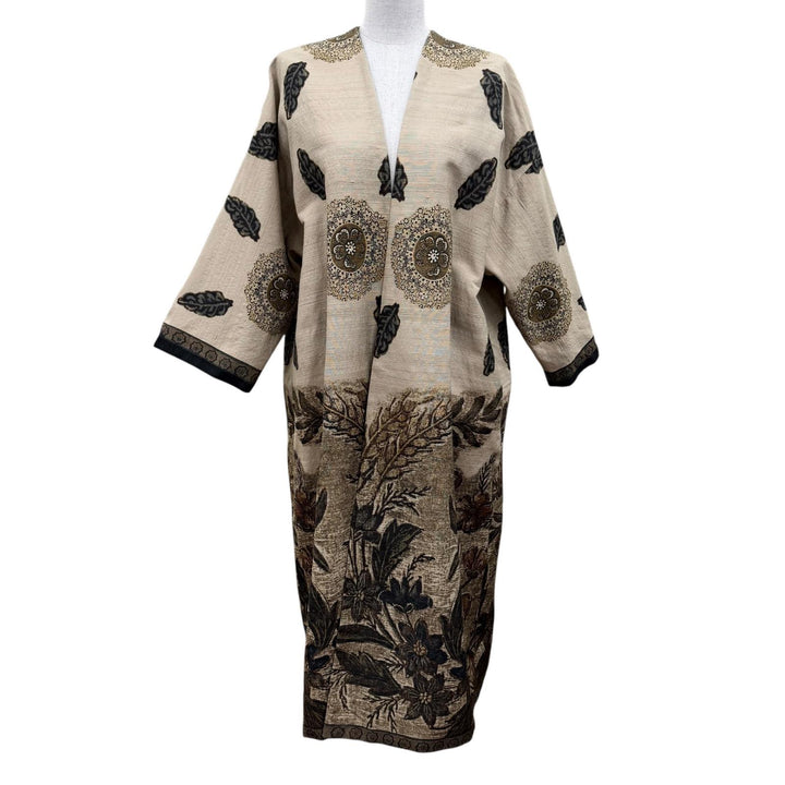 Pristine Christian Dior Reversible kimono coat all-over print design. silk 40