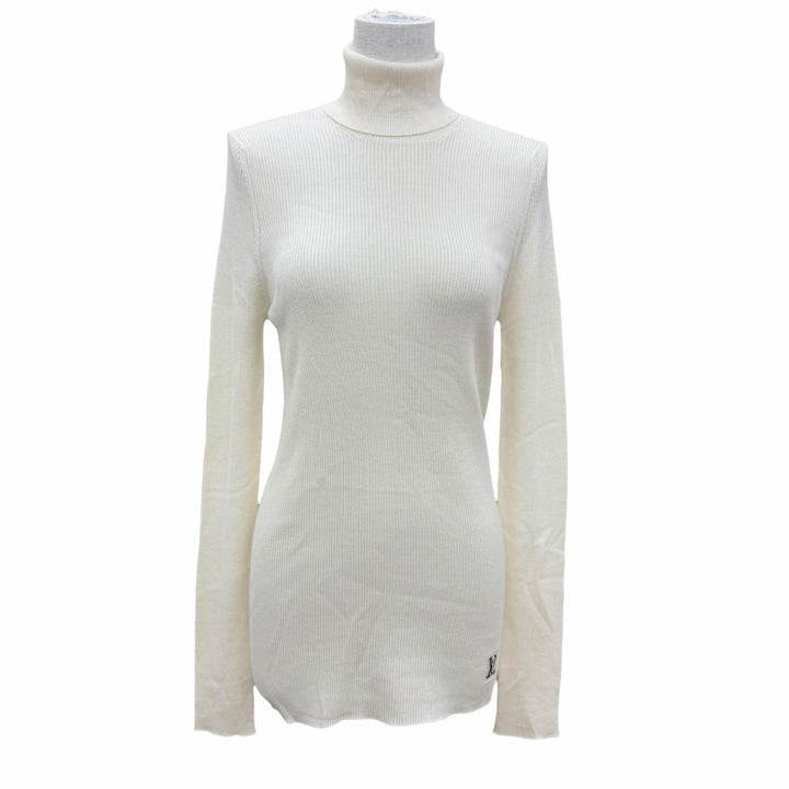 Pristine LOUIS VUITTON knit LV logo turtleneck long sleeve Ivory wool Women XXL
