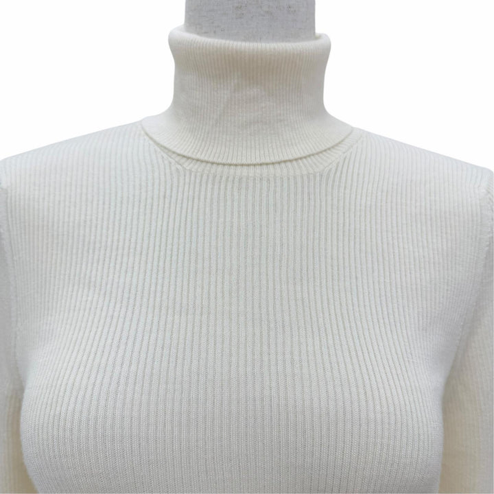 Pristine LOUIS VUITTON knit LV logo turtleneck long sleeve Ivory wool Women XXL