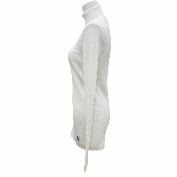 Pristine LOUIS VUITTON knit LV logo turtleneck long sleeve Ivory wool Women XXL