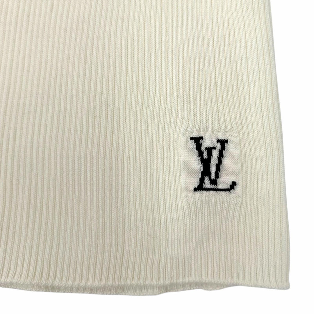 Pristine LOUIS VUITTON knit LV logo turtleneck long sleeve Ivory wool Women XXL