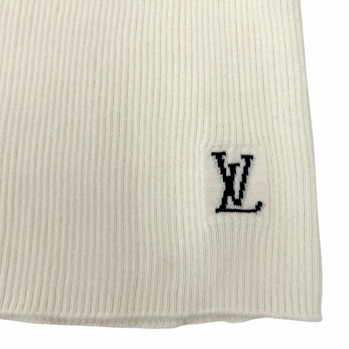 Pristine LOUIS VUITTON knit LV logo turtleneck long sleeve Ivory wool Women XXL