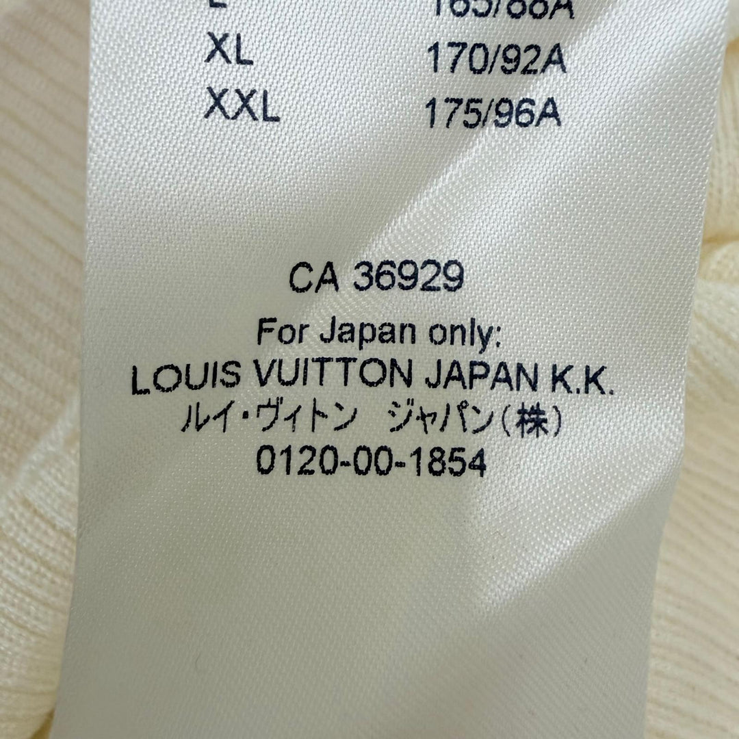 Pristine LOUIS VUITTON knit LV logo turtleneck long sleeve Ivory wool Women XXL