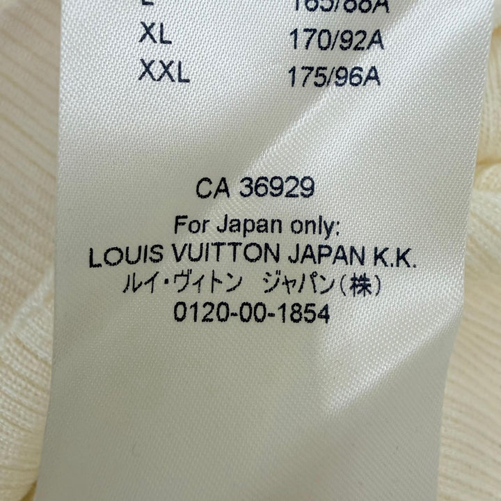 Pristine LOUIS VUITTON knit LV logo turtleneck long sleeve Ivory wool Women XXL