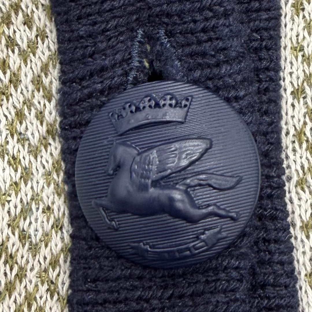 Pristine ETRO cardigan Logo Button Crew Neck Navy silk Women 44