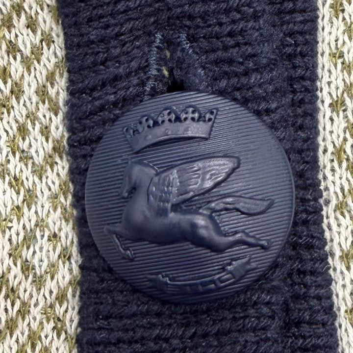Pristine ETRO cardigan Logo Button Crew Neck Navy silk Women 44