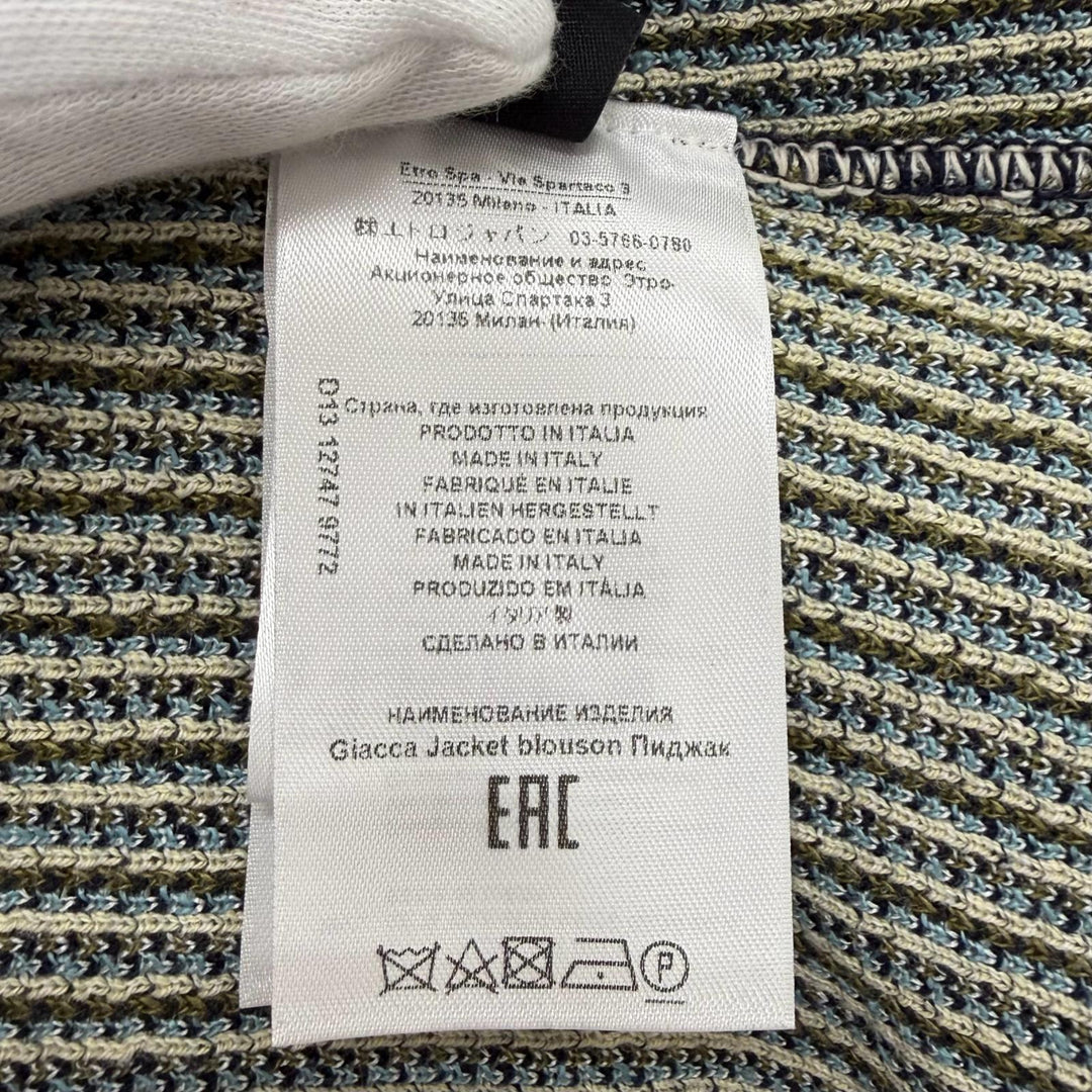 Pristine ETRO cardigan Logo Button Crew Neck Navy silk Women 44