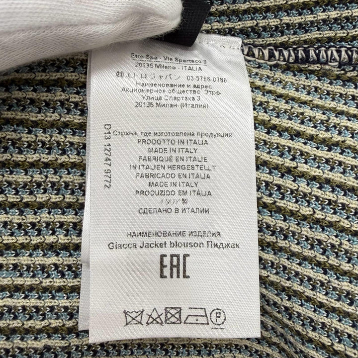 Pristine ETRO cardigan Logo Button Crew Neck Navy silk Women 44