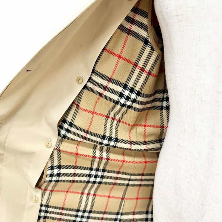 Great BURBERRY LONDON coat Nova check pattern wool lining beige cotton Women 9