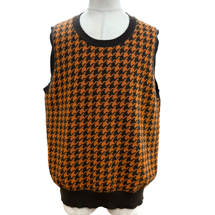Great HERMES Best Houndstooth knit Orange wool mens XL