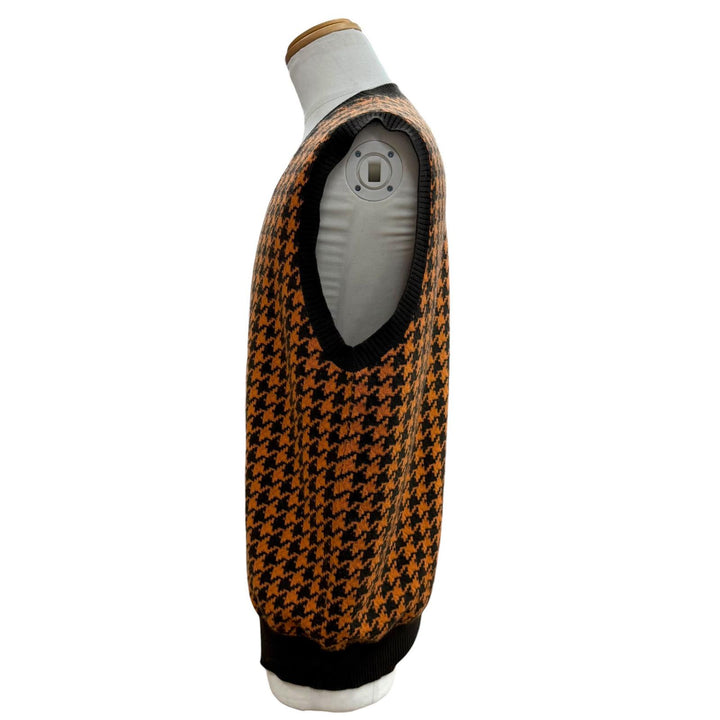 Great HERMES Best Houndstooth knit Orange wool mens XL