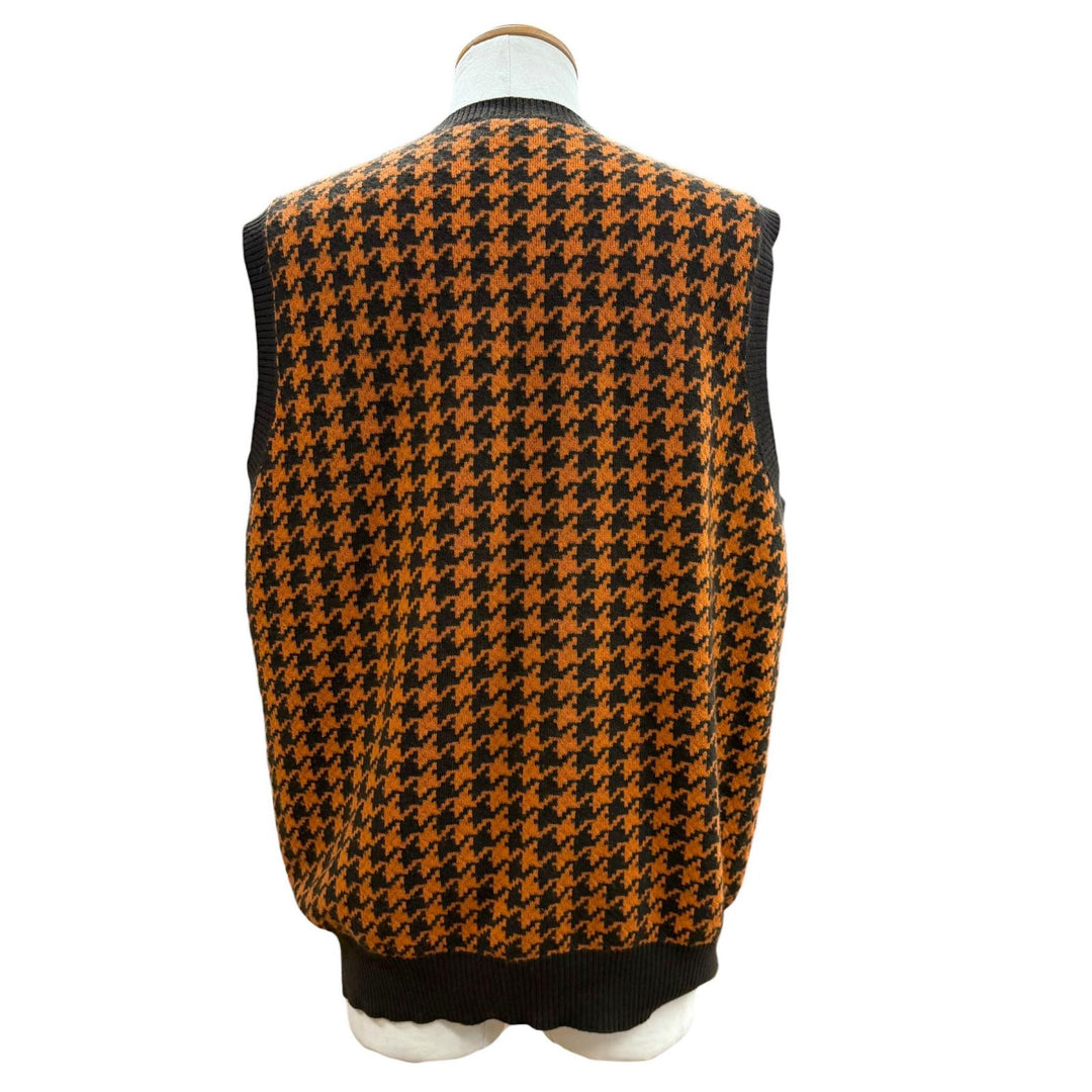 Great HERMES Best Houndstooth knit Orange wool mens XL