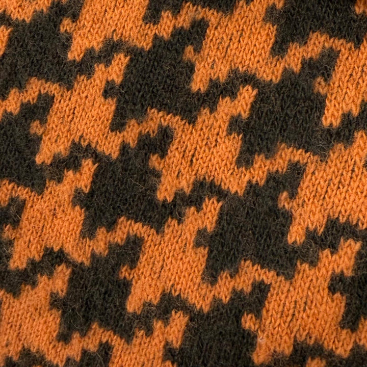 Great HERMES Best Houndstooth knit Orange wool mens XL