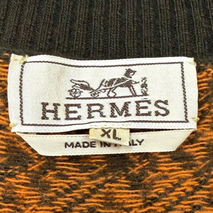 Great HERMES Best Houndstooth knit Orange wool mens XL